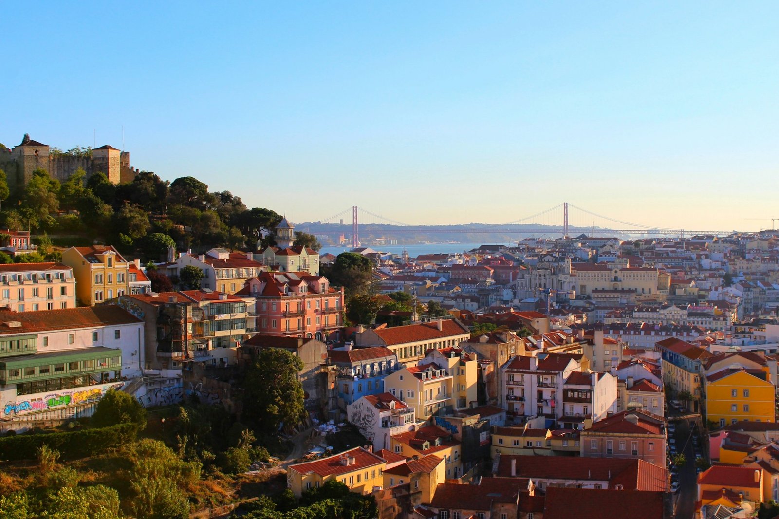 Vista di Lisbona con il ponte sul Tago